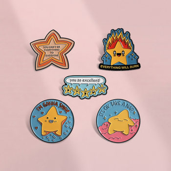 You are awesome cute star phrase cartoon brooch metal badge student backpack clothes pendant accessories medal