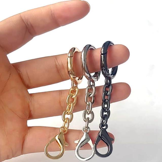 DIY short chain double buckle electroplated lobster clasp upper and lower opening metal jewelry bag pendant accessories hair ball pendant buckle