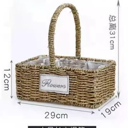 Flower Basket, Rattan Woven Straw Basket, Woven Flower Pot, Decorative Ornaments, Fresh Flowers, Dried Flowers, Flower Arrangement, Gift Basket, Storage Basket