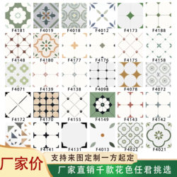 French Style 400×400 Tiles Kitchen Bathroom Non-Slip Floor Tiles Entrance Balcony Parquet Floor Tiles Black and White Wall Tiles