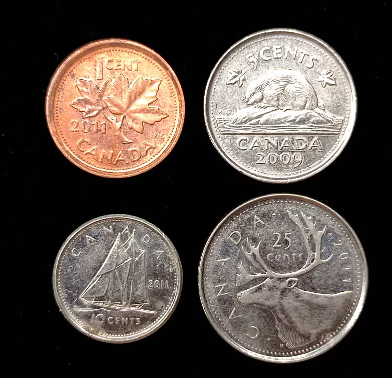 加拿大硬币4枚一组老年女王1 5 10 25分枫叶海狸麋鹿帆船美洲钱币-Taobao