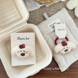 New Cartoon Cute Apple Puppy Girl Versatile Side Clip Plush 3D Hair Tie for Girls' Hair Accessories