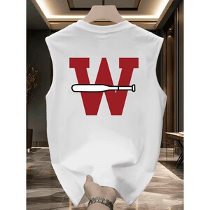 
Korean trendy brand 100% cotton sports waistcoat sleeveless t-shirt vest for men summer trendy brand niche high street American loose