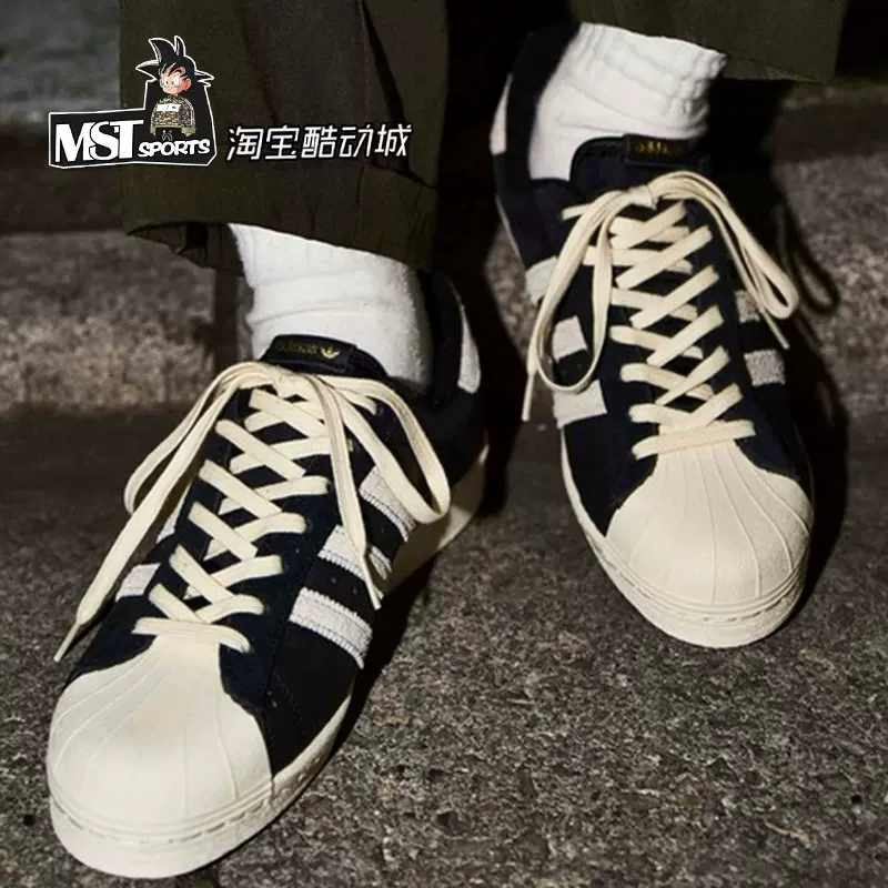 Adidas三叶草SUPERSTAR 82黑白牛皮贝壳头男女运动板鞋GY3428-Taobao