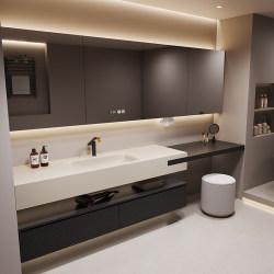 Italian Minimalist Bathroom Bathroom Cabinet Makeup Washbasin Hot-Bent Integrated Basin Washbasin Hand Wash Basin Combination