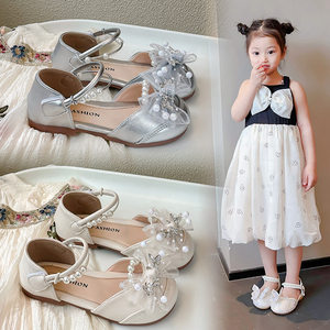 
Girls' Little Flavor Sandals 2025 Summer New Little Girls Rhinestone Sequins Fashion Princess Shoes Student Beach Shoes