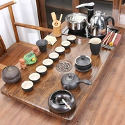 Bộ ấm trà cát tím hoàn toàn tự động, bình thủy tinh đáy nhà, khay trà lớn, bộ ấm trà bếp từ hoàn chỉnh