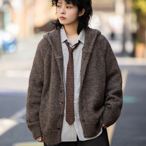 
Autumn new style Japanese retro college style hooded sweater for men and women, lazy style unisex sweater, cardigan jacket, trendy BF