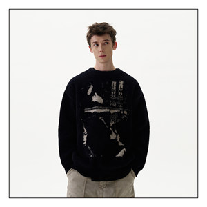 
MADWITCH autumn and winter new retro jacquard sweater knitted sweater men and women loose niche design couple tops