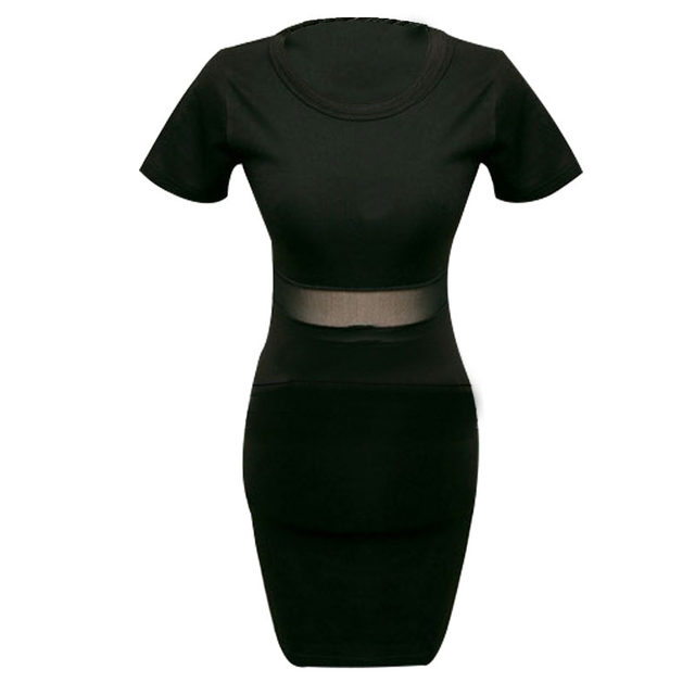 20 new summer and autumn sexy waist mesh splicing slim dress with ...