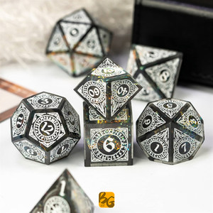 [Boarding Randy Stew] Black rune resin dice TRPG running group dragon and dungeon Cisu
