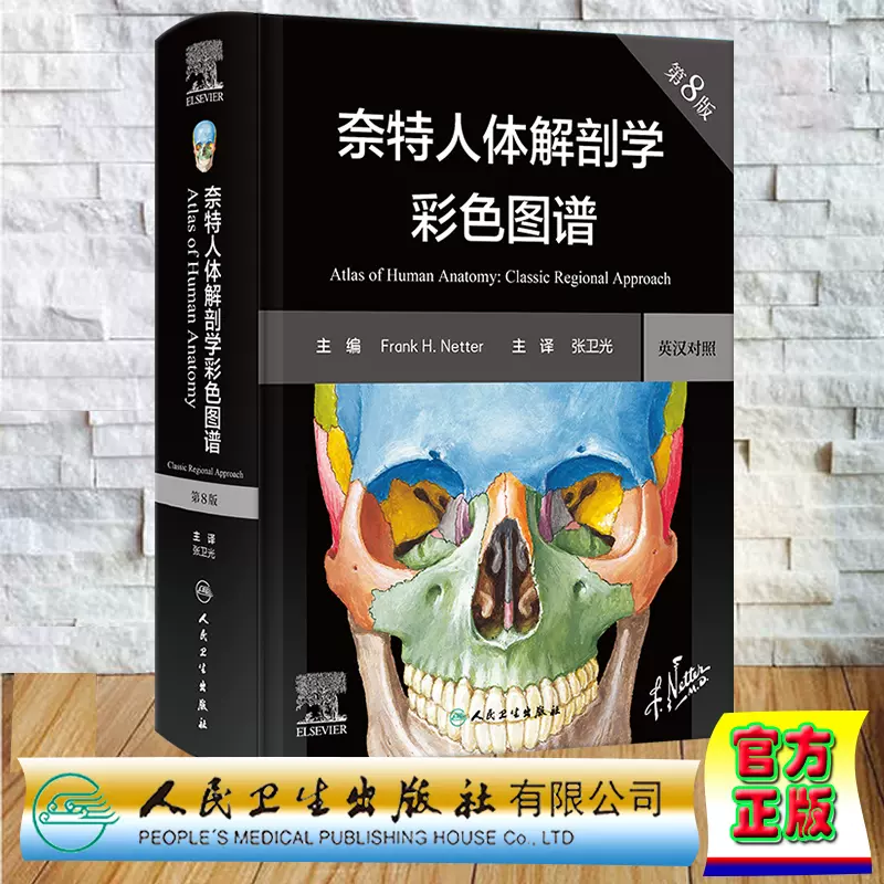 预售正版精装奈特人体解剖学彩色图谱系统解剖学第8版翻译版张卫光人民 