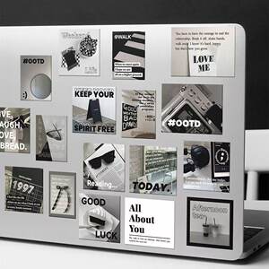 
60 black and white ins style stickers pack creative DIY mobile phone case laptop tablet hand note waterproof stickers