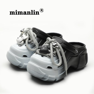 
Thick-soled giant good-looking super hot hole shoes women's 2025 new summer outer wear non-slip anti-odor increased beach sandals