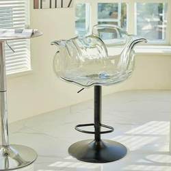 Acrylic Petal Bar Stool, French Light Luxury Transparent High Stool, Nordic Adjustable Bar Stool, Cafe Island Stool