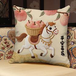 Year of the Horse, Everything Goes Well, Printed Pillow, Peace, Joy, and Celebration Cushion, Includes Core, Bed Pillow, Sofa, Ultra-Soft Cushion