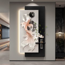 Koi Fish Decorative Painting for the Entrance, with a Light Luxury and High-End Feel, Hanging at the End of the Corridor, with Good Symbolism, Suitable for the Entranceway and Hallway