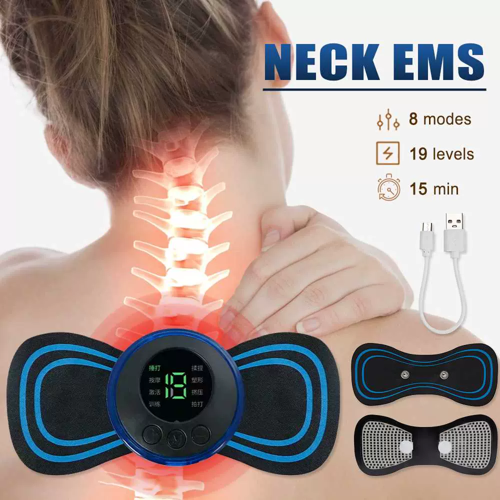 Buy Wholesale China Wireless Ems Pain Relief Muscle Stimulator Electric  Neck Back Massager Mini Massage Patch & Shoulder And Back Massager Wireless  Electric Neck at USD 1.8