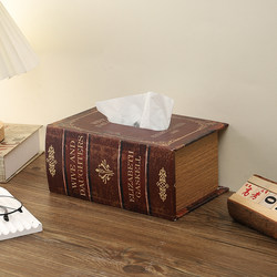 American-Style Wooden Tissue Box for Home Use, High-End Living Room and Bedroom, Retro Paper Box, Creative Mid-To-High-End Book Tissue Box