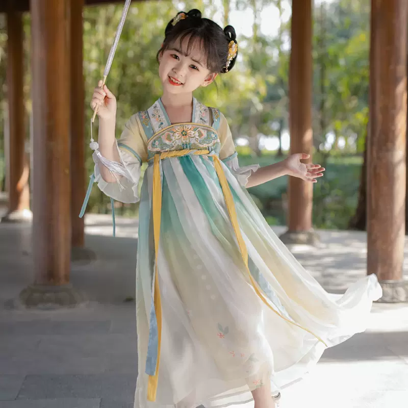 2025新款中国风夏款中秋节高端汉服女童公主襦裙古风古装超仙儿童