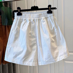 Plus Size Women's Clothing 2026 Summer New High-Waisted Casual A-Line White Shorts for Fat Women, Loose and Slimming Wide-Leg Pants