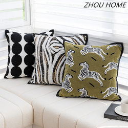 High-End Luxury ins Nordic Tiger Pattern Zebra Decorative Living Room Bedside Sofa Cushion Pillow Bedroom Backrest Pillowcase
