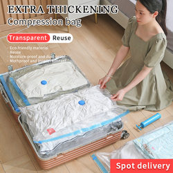 Transparent Vacuum Compression Bag, Air-Extracting Seasonal Storage Bag, Clothes and Quilt Storage Bag, Hand-Rolled, Thickened, Explosion-Proof Zipper