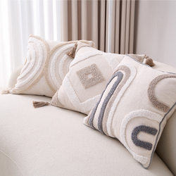 Cotton and Linen Bohemian Style ins Pillow Covers for Sofa, Living Room, Headboard, Bay Window, with Tassels, Includes Insert