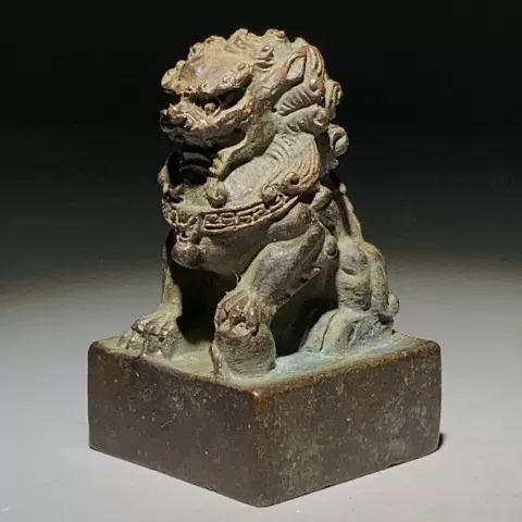 獅子】古獣 鴻運当頭 美品 ラオス 老挝 水凍 印材 落款 遊印 雅号