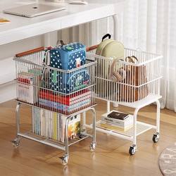 Movable School Bag Storage Rack, Snack Trolley, Multi-Functional Sundries and Books Multi-Layer Storage Rack, Under-Desk Storage Cabinet