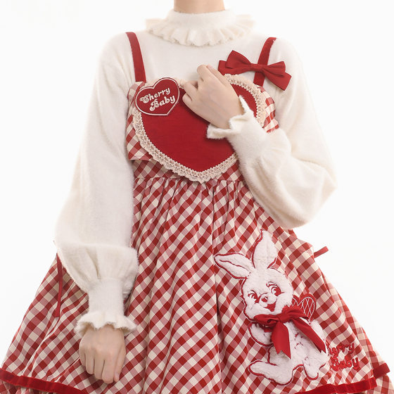 Soft Mie Mie Mie Fleece Autumn/Winter Base Cute Bubble Sleeves Lolita High Neck Sweater Knitted Warm Inner Layup