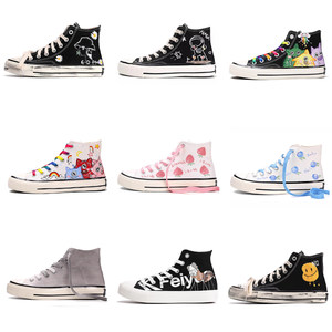
Feiyue hand-painted shoes for women, trendy painted fashion casual high-top graffiti shoes, anime cp men's shoes, broken canvas shoes for women