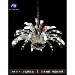 Italian Barovier&Toso Fireworks Chandelier for Open Living Room, French Light Luxury Duplex Building Hotel Restaurant Lamp