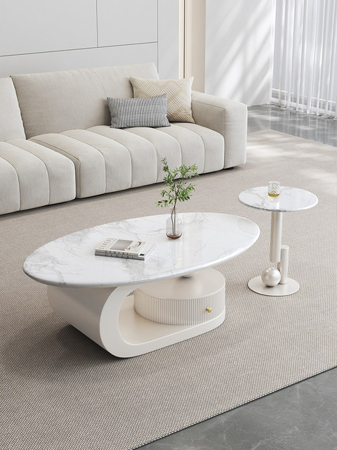 Italian Minimalist Accessible Luxury Style Oval Microlite Tea Table For ...