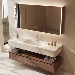Bathroom 2025 New Model Rock Slab Hot-Bent Integrated Basin, Antique-Style Bathroom Cabinet Combination, Washbasin, Handwashing Basin Cabinet