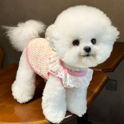 Spring and Autumn New Pet Knitted Vest with Leash Attachment for Dogs, Suitable for Teddy, Bichon, Small Dogs, Cats, and Yorkshire Terriers