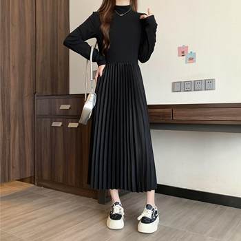 Mid-high collar, wide hem, all-match skirt for obese girls to cover their flesh and make them look slimmer