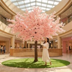 Artificial Cherry Blossom Tree, Fake Flower Tree, Wishing Tree for Indoor and Outdoor Use, Decorative Tree for Shopping Malls and Hotels, Landscape Tree, Artificial Tree for Landscaping