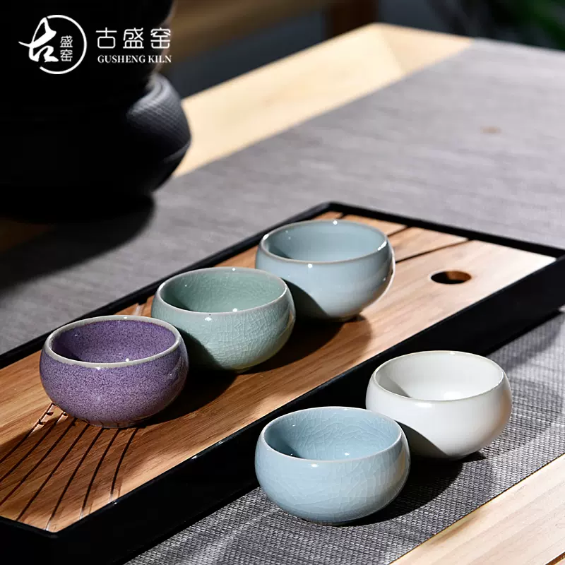 古盛窑新款汝窑宋代五大名窑品茗杯功夫茶具个人单杯陶瓷茶碗茶盏-Taobao