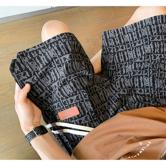 
Ice silk work shorts men's summer thin American loose high street large pocket mid-size pants casual sports centre pants men