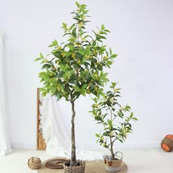 Simulated Green Plant Osmanthus Tree Potted Plant Indoor Living Room Floor-Standing Ornament Fake Flower Tree Decoration Office Window Display