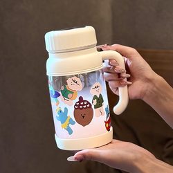 Large-Capacity Glass Cup for Women, High Aesthetic Value, 2025 New Model with Handle, Office Tea Brewing Water Separation Cup for Men