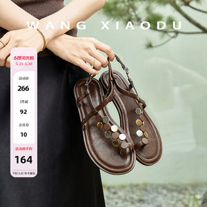 
[Wang Xiaodu] Go on vacation, sequined thong sandals for women 2026 summer flat beach vacation sandals