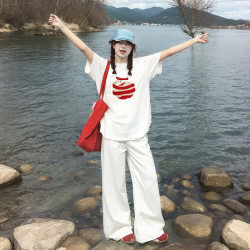 White Pure Cotton Short-Sleeve T-Shirt for Women, 2025 New Popular Summer American-Style Loose Half-Sleeve Tee with a Sense of Design