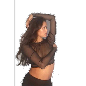 
Self-operated only heartsWhisper black short long-sleeved T-shirt - Black American Outlet Straight