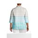 Ming Wang Ms. Shirt Wochoat Seven -point sleeve lace plaid cotton cotton cotton
