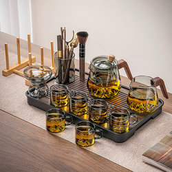 Glass Tea Set 2026 New Model Kung Fu Teapot Simple and High-End Feel for Home Office Reception Tea Cups and Tea Tray