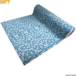 Befute PVC foam anti-slip mat long non-slip water-proof and oil-absorbent foot mat white and blue mosaic 65c