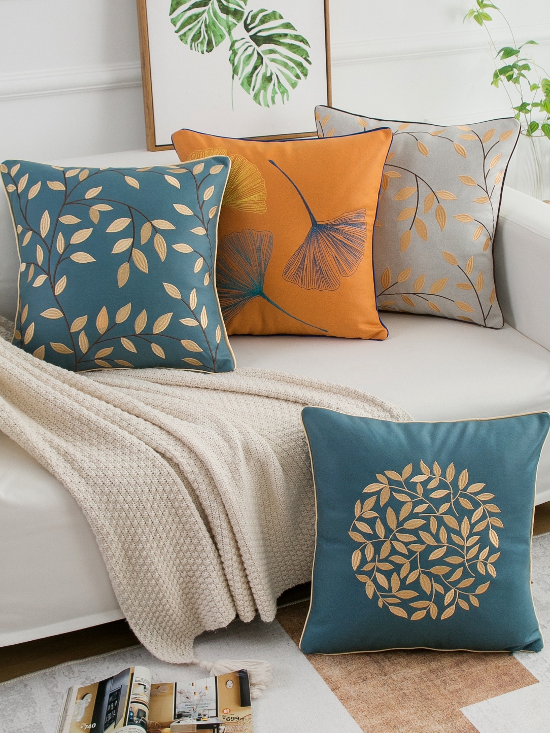 ヴィンテージフランス ブティキルト風 向日葵モチーフ 64㎝大型クッションカバー Amazon.co.jp: vctops ファームハウス 刺繍 クッションカバー 花