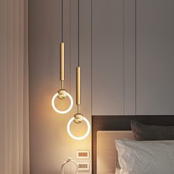 Hotel Pendant Light Bedside Light Luxury Tv Background Wall Modern Minimalist Small Pendant Light Master Bedroom Long Line Circular Pendant Light